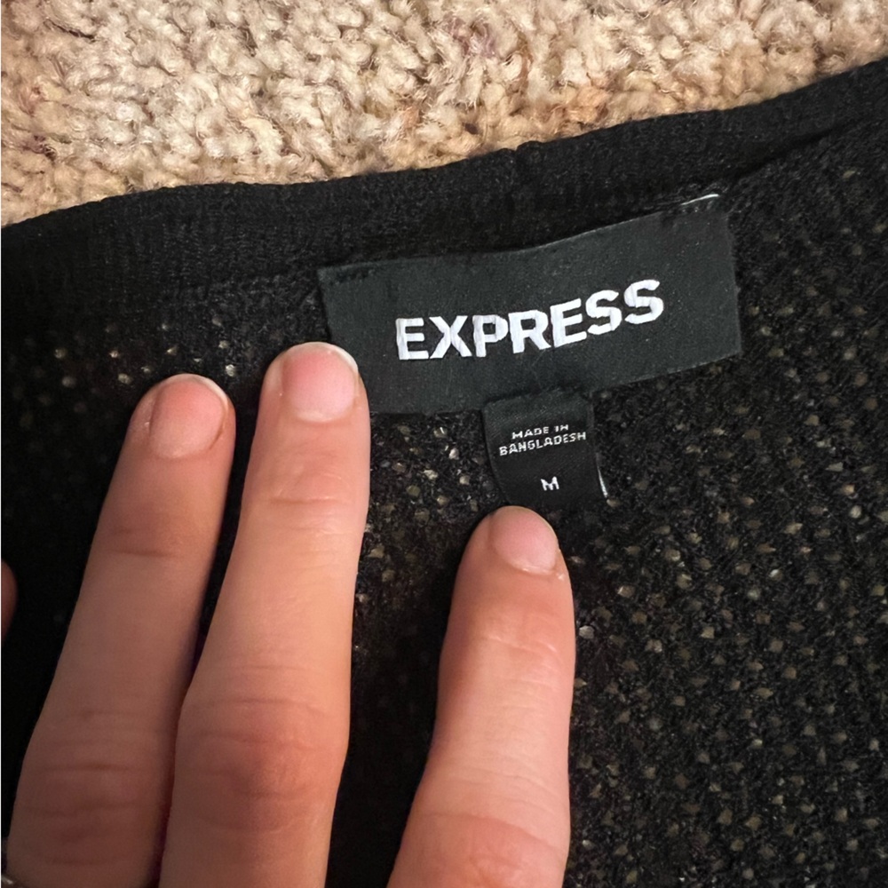 Express Lightweight Black Long Open Cardigan - image 3